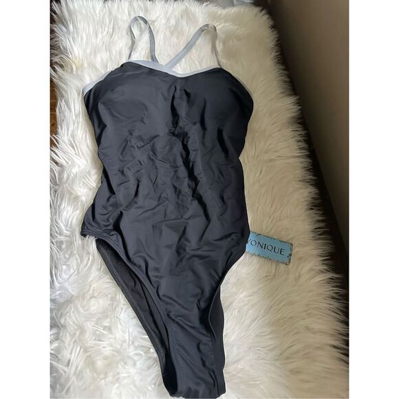 Women's Swimsuit medium One Piece Bathing Suit black Swimwear - Picture 7 of 9